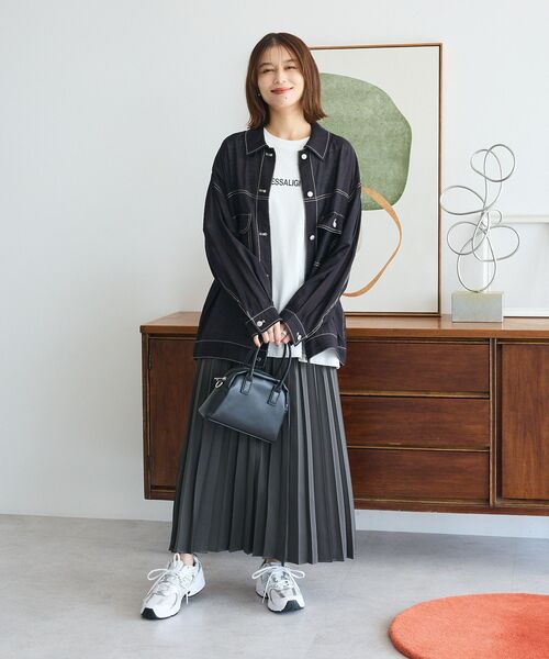 プリーツプリーツ　黒　変形スカート ハイウエスト変形プリーツスカート[品番：RADM0001058]｜＆soiree
