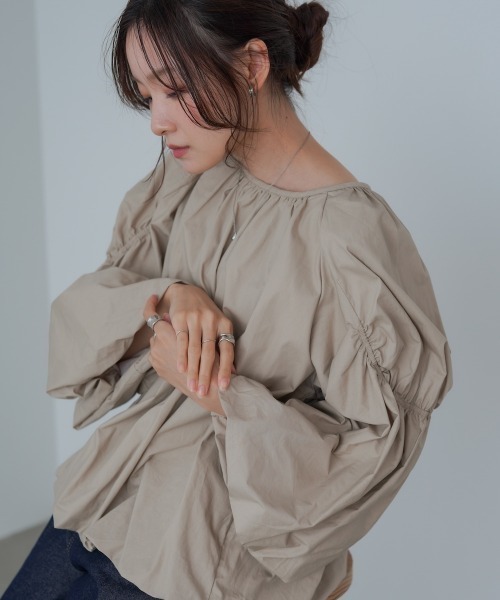 BAB（バブ） ブラウス シャツ バルーンギャザーブラウス レディース