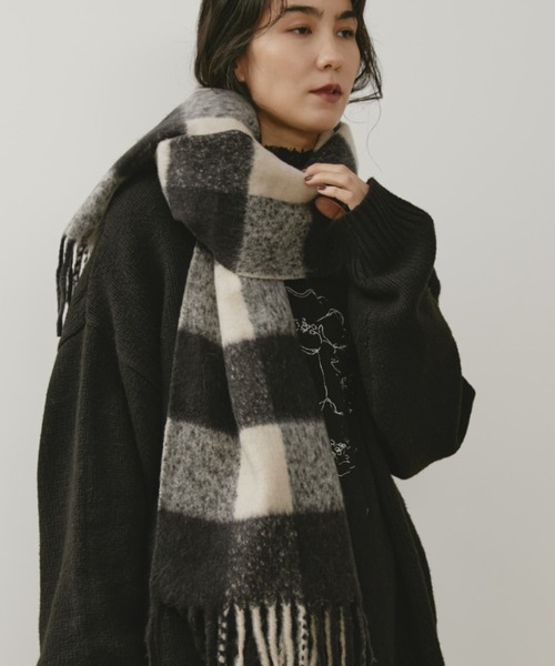 Libra Cue（リブラ キュー） ストール マフラー ブロックチェック