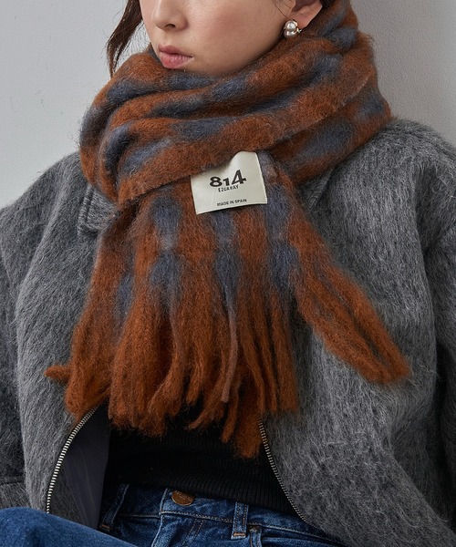 完売⭐︎814 EZCARAY Mia モヘヤストール　赤チェック トゥモローランドグッズ TOMORROWLAND GOODS 814 EZCARAY Mia モヘヤ