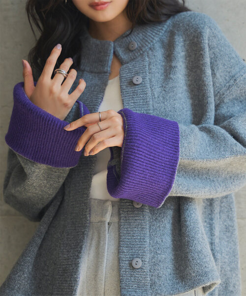 KOBE LETTUCE（神戸レタス） カーディガン 袖バイカラーニット