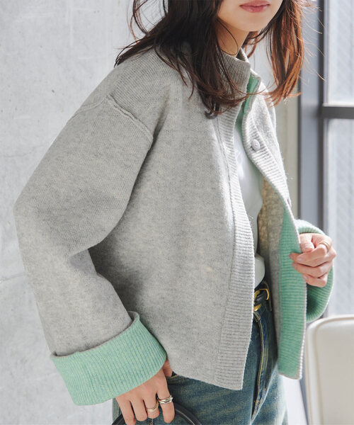 KOBE LETTUCE（神戸レタス） カーディガン 袖バイカラーニット