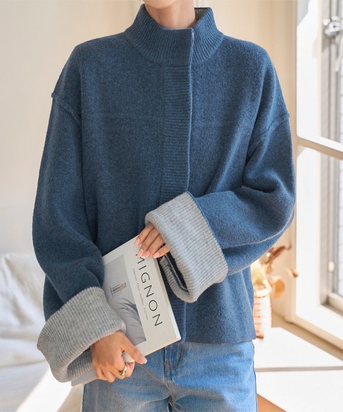 KOBE LETTUCE（神戸レタス） カーディガン 袖バイカラーニット