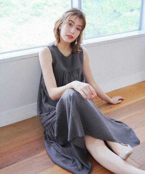 「Tiaclasse」 ノースリーブワンピース X-LARGE ネイビー レディース_画像4