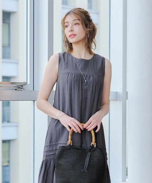 「Tiaclasse」 ノースリーブワンピース X-LARGE ネイビー レディース_画像5