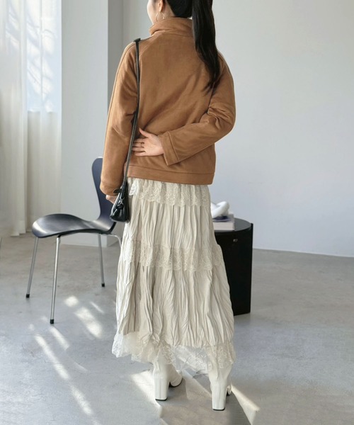 Jewelobe（ジュエローブ） ブルゾン アウター スエードタッチスリーブ