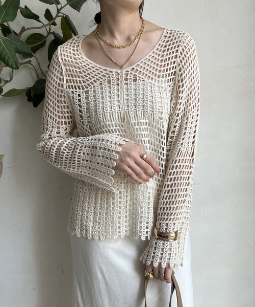 DouDou（ドゥドゥ） 長袖ニット FREE アイボリー レディース