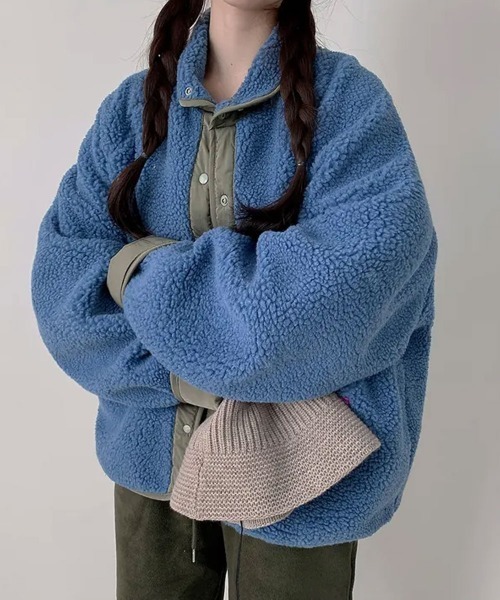 ブルゾン アウター リバーシブル 配色ボアジャケット レディース