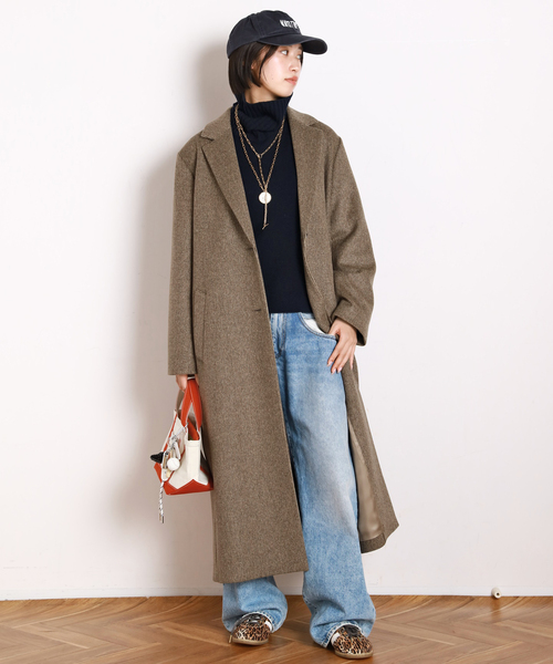 AP STUDIO コート チェスターコート シャギーチェックチェスターコート