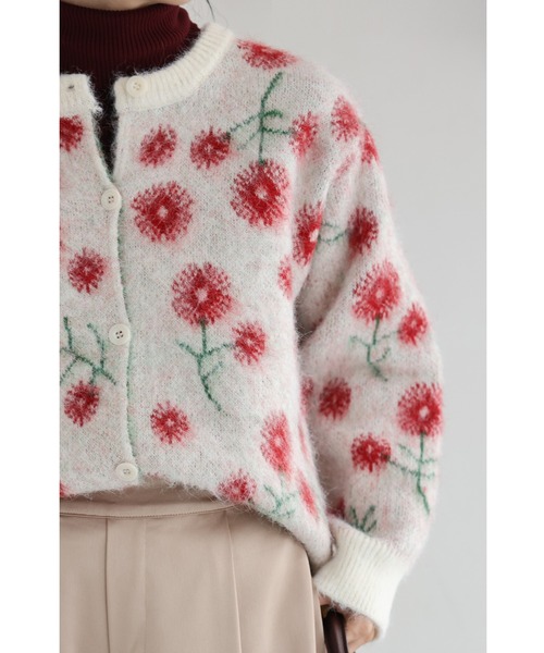 cawaii カーディガン コスモス咲き誇る花めきカーディガン レディース