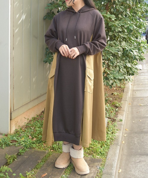 axes femme（アクシーズ ファム） ワンピース 配色パーカーワンピース