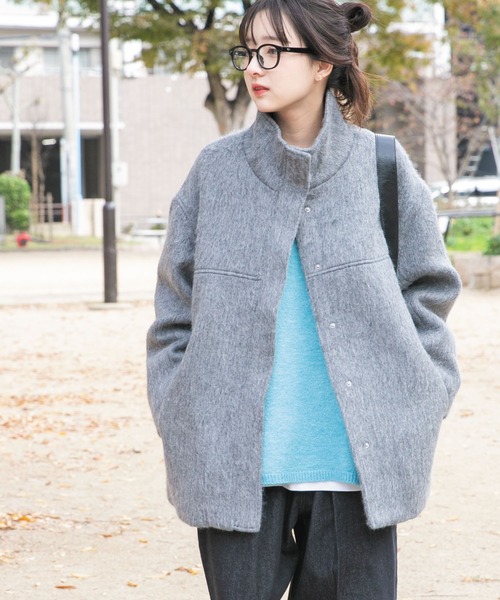 アイテムズ アーバンリサーチ（ITEMS URBAN RESEARCH）/スタンドカラーオーバージャケット ITEMS URBANRESEARCH（アイテムズ アーバンリサーチ） コート アウター