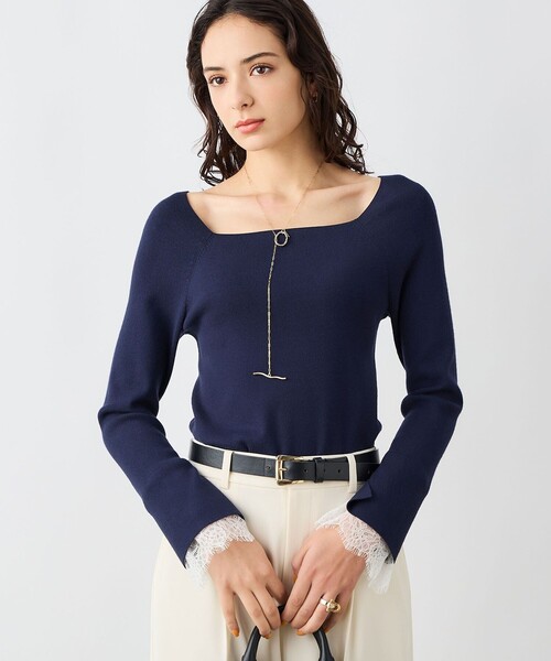 NOLLEY'S Sophi ヘアリークルーネックプルオーバーニット NOLLEY'S Sophi（ノーリーズソフィー） カーディガン ヘアリーメタル釦