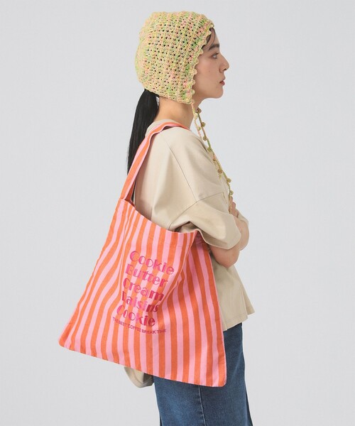 トートバッグ 「別注」beej / 刺繍 ストライプ トート バッグ
