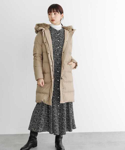 アーバンリサーチ ロングダウンコート ベージュ ナノユニバース ユナイテッド 撥水加工 フードロングダウンコート | NANO universe（ナノ