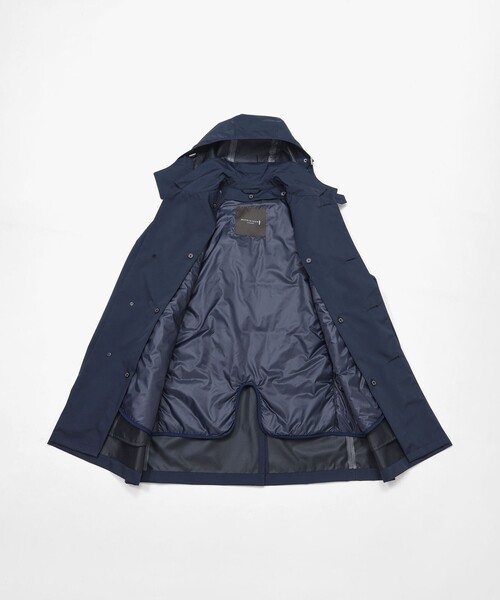 美品 マッキントッシュ ロンドン 撥水 ナイロンコート フーデッド ネイビー M MACKINTOSH LONDON（マッキントッシュ ロンドン） ステンカラーコート