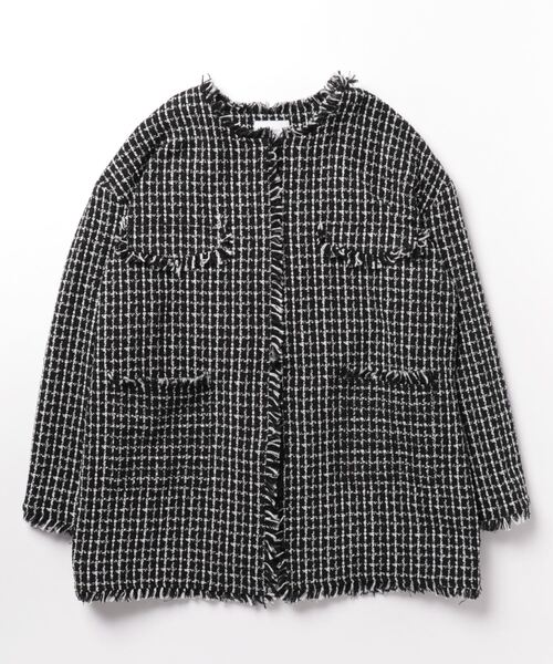 「DOUX ARCHIVES」 ツイードジャケット FREE ブラック レディース_画像5