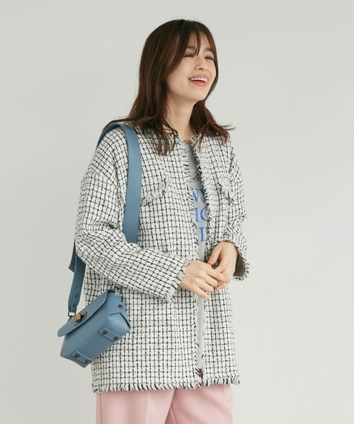 「DOUX ARCHIVES」 ツイードジャケット FREE ブラック レディース_画像7