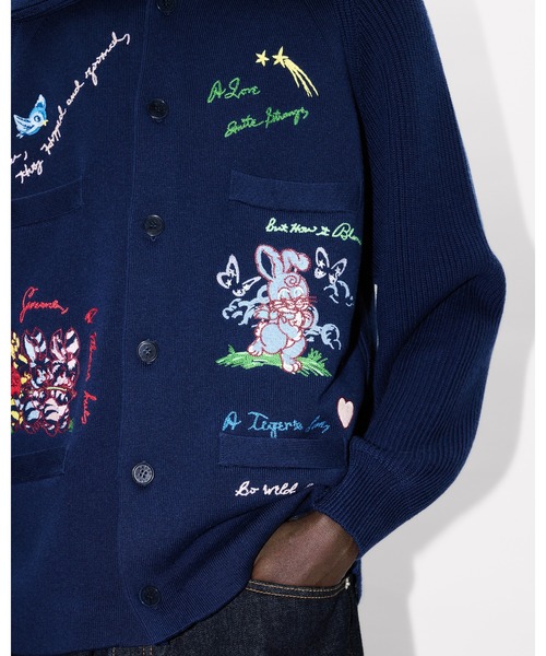 カーディガン 'KENZO Cartoon' エンベリッシュド カーディガン イン ウール コットン メンズの画像
