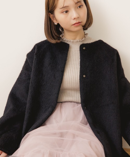 「flower」 ノーカラージャケット FREE ベージュ レディース_画像8