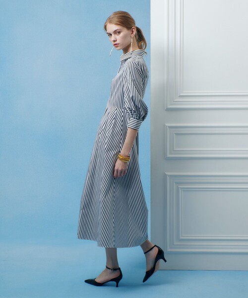 シャツワンピース 「LOULOU WILLOUGHBY」タックパフシャツワンピースの画像