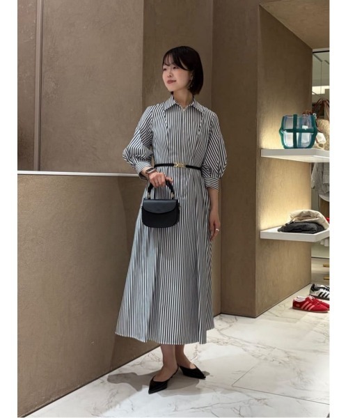 美品　LOULOU WILLOUGHBY コードストライプ　ワンピース　 S LOULOU WILLOUGHBY】ストライプリボンワンピース|allureville OFFICIAL