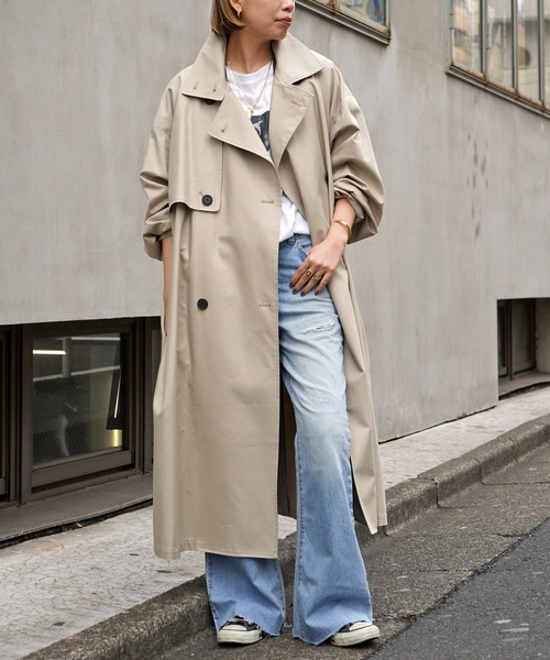 トレンチコート コート 「UMARMUNG/ウンマームン」CONVERTIBLE COLLAR OVERSIZED TRENCH COAT レディースの画像