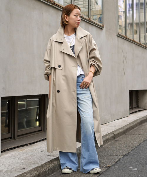 トレンチコート コート 「UMARMUNG/ウンマームン」CONVERTIBLE COLLAR OVERSIZED TRENCH COAT レディースの画像