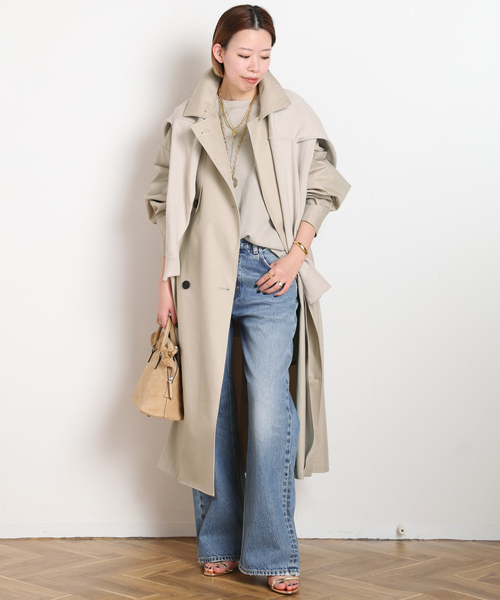 トレンチコート コート 「UMARMUNG/ウンマームン」CONVERTIBLE COLLAR OVERSIZED TRENCH COAT レディースの画像