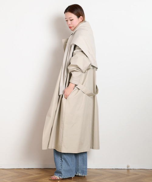 トレンチコート コート 「UMARMUNG/ウンマームン」CONVERTIBLE COLLAR OVERSIZED TRENCH COAT レディースの画像