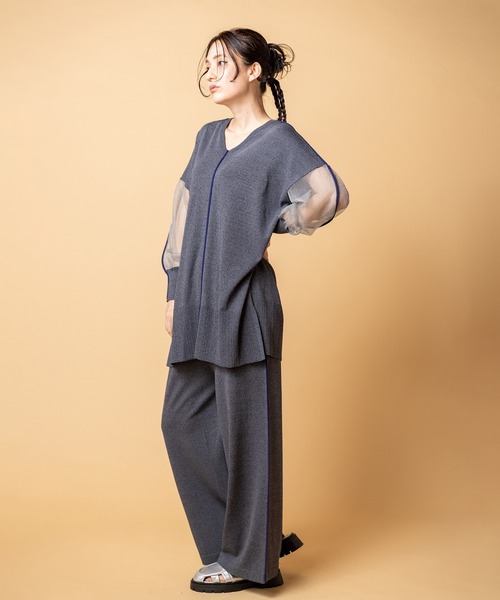 OSMOSIS（オズモーシス） パンツ 配色ラインニットパンツ レディース 