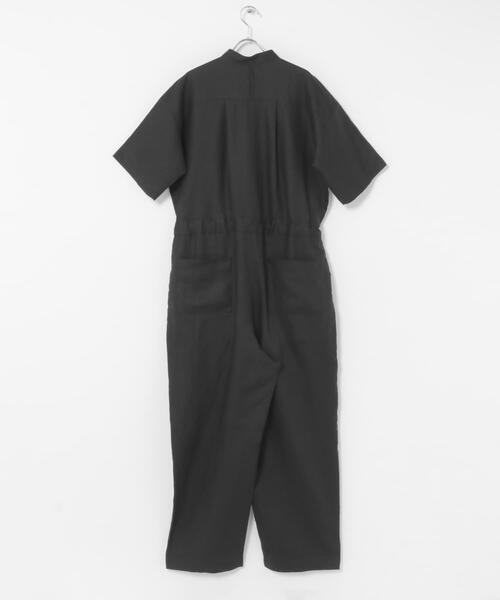 パンツ リネンハーフスリーブオールインワン レディースの画像