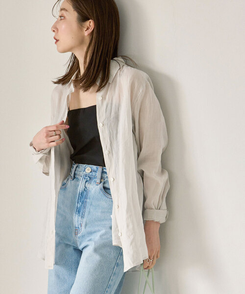 「NOBLE」 長袖シャツ - ネイビー レディース_画像5