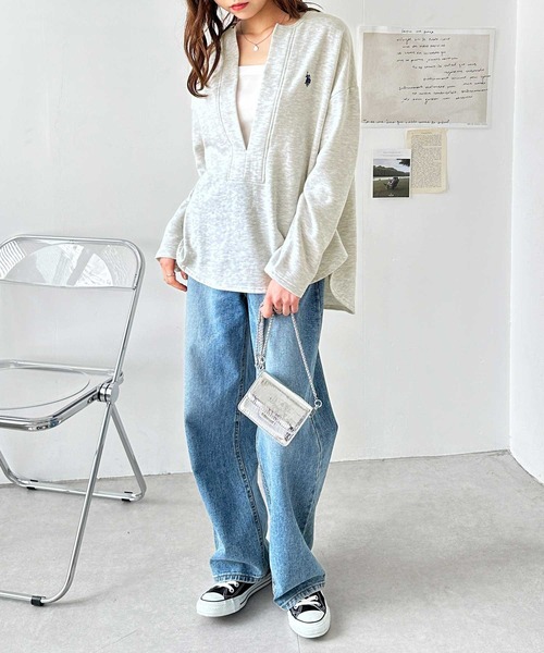 「U.S. POLO ASSN.」 スウェットカットソー MEDIUM 杢グレー レディース_画像9
