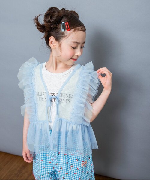 水色 チュール フリル タンクトップ BREEZE（ブリーズ） チュールベストタンクトップセット キッズ 子供服