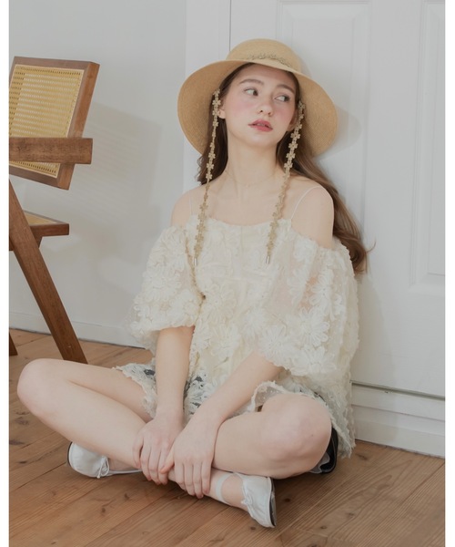 tシャツ 3wayチュールトップ レディースの画像