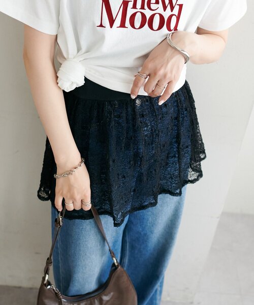 tシャツ 半袖 「WEB限定」裾レースカットソー レディース | Discoat | 22