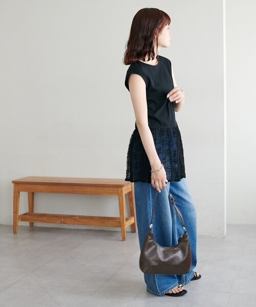 tシャツ 半袖 「WEB限定」裾レースカットソー レディース | Discoat | 14