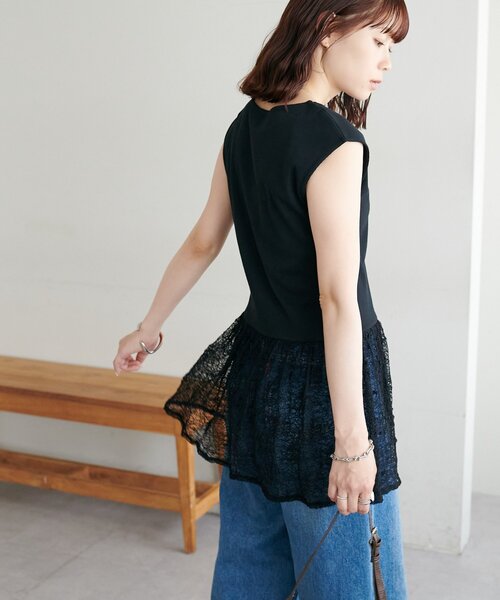 tシャツ 半袖 「WEB限定」裾レースカットソー レディース | Discoat | 13