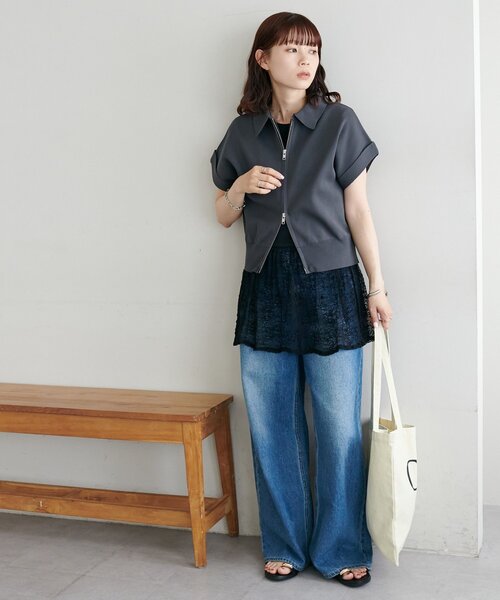 tシャツ 半袖 「WEB限定」裾レースカットソー レディース | Discoat | 09