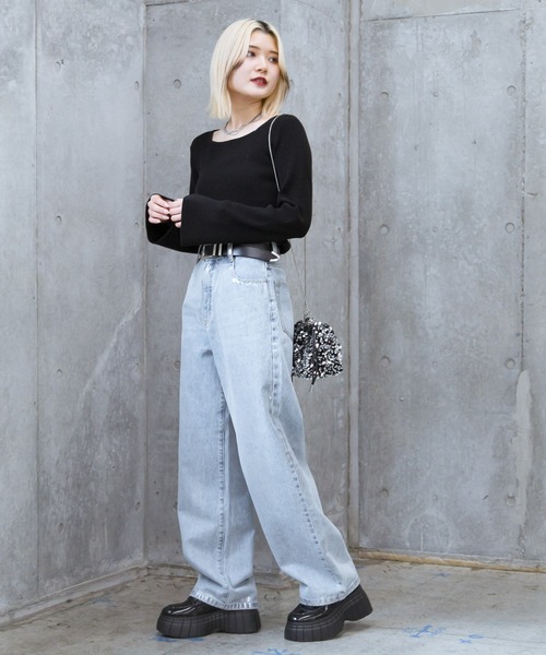 「PAGEBOY」 デニムパンツ 27inch ブルー レディース_画像5