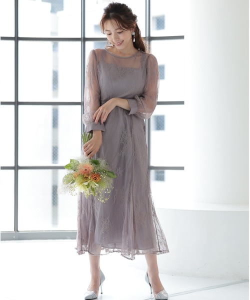 「PREFERIR」 長袖ワンピース MEDIUM モカ レディース_画像3