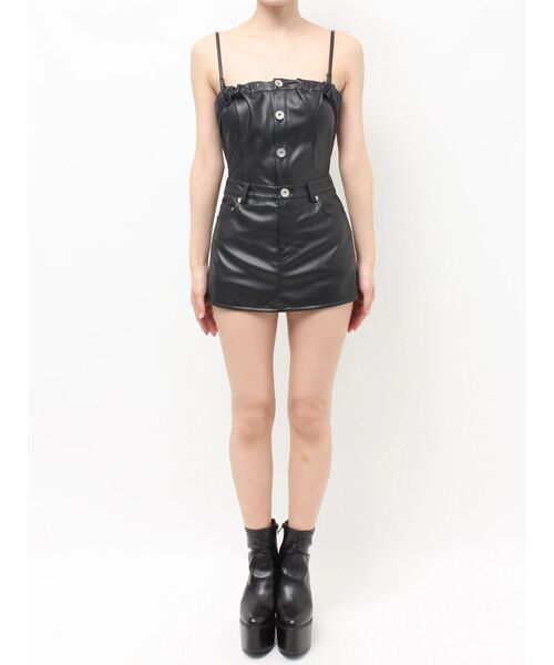 GYDA（ジェイダ） ワンピース BACKリボンフェイクレザースカートライク