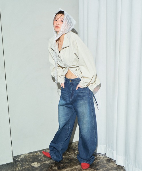 「MUHET」 デニムパンツ LARGE ブラック レディース_画像4