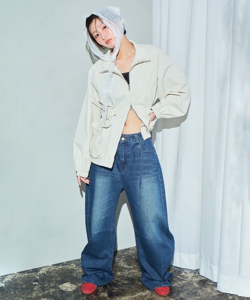 「MUHET」 デニムパンツ LARGE ブラック レディース_画像5