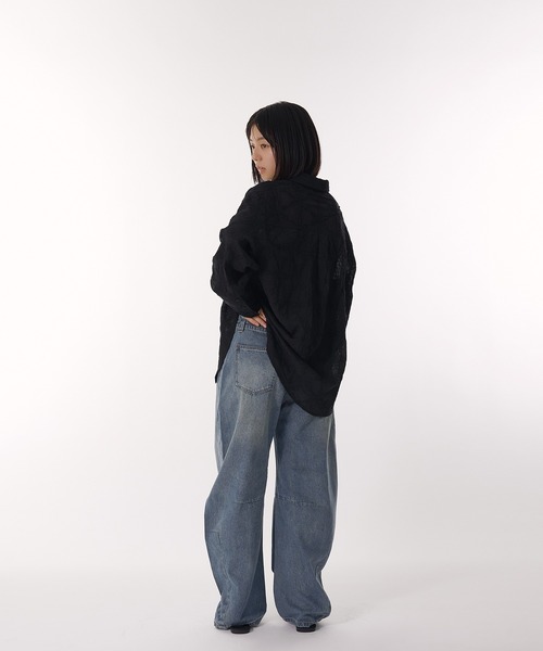 「MUHET」 デニムパンツ LARGE ブラック レディース_画像6