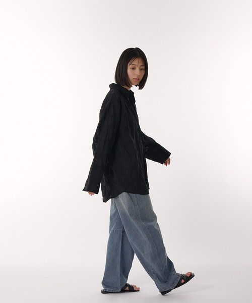 「MUHET」 デニムパンツ LARGE ブラック レディース_画像7