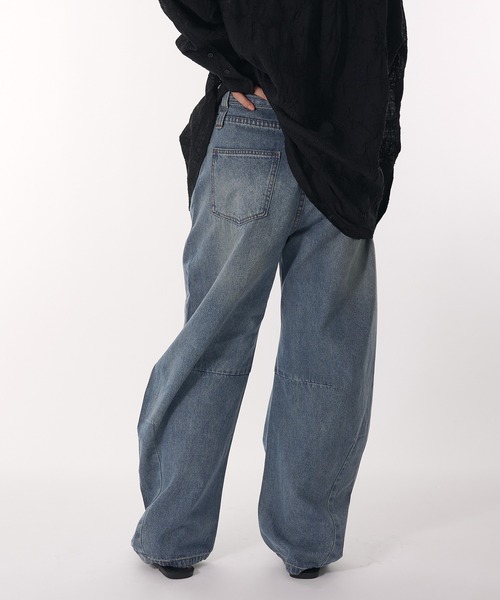 「MUHET」 デニムパンツ LARGE ブラック レディース_画像9