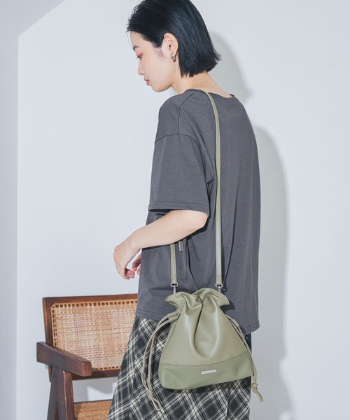 LAKOLE（ラコレ） ハンドバッグ ソフト2WAY巾着ショルダーバッグ 