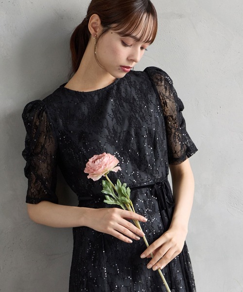 AIMER（エメ） パーティードレス ドレス フラワーモチーフスパンコール